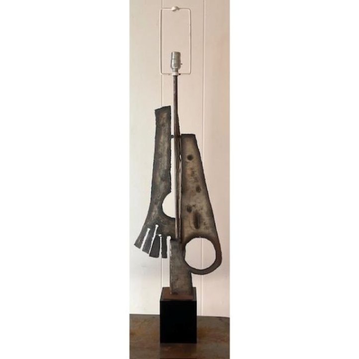 Vintage Abstract Torch Cut Metal Lamp - Top view