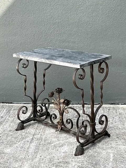 Vintage Addison Mizner Stone Top Table - Back view