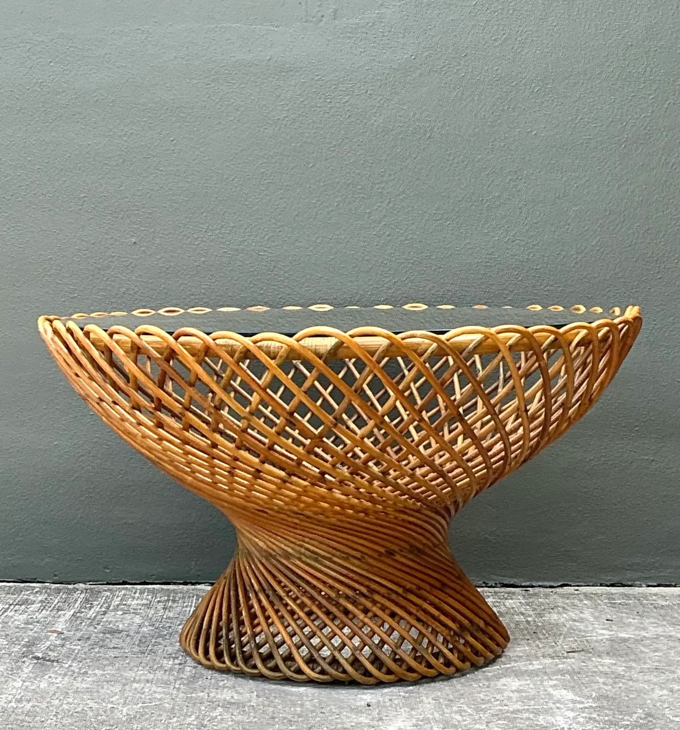 Vintage Albini for Bonacini “Primavera” Rattan Table - Side view