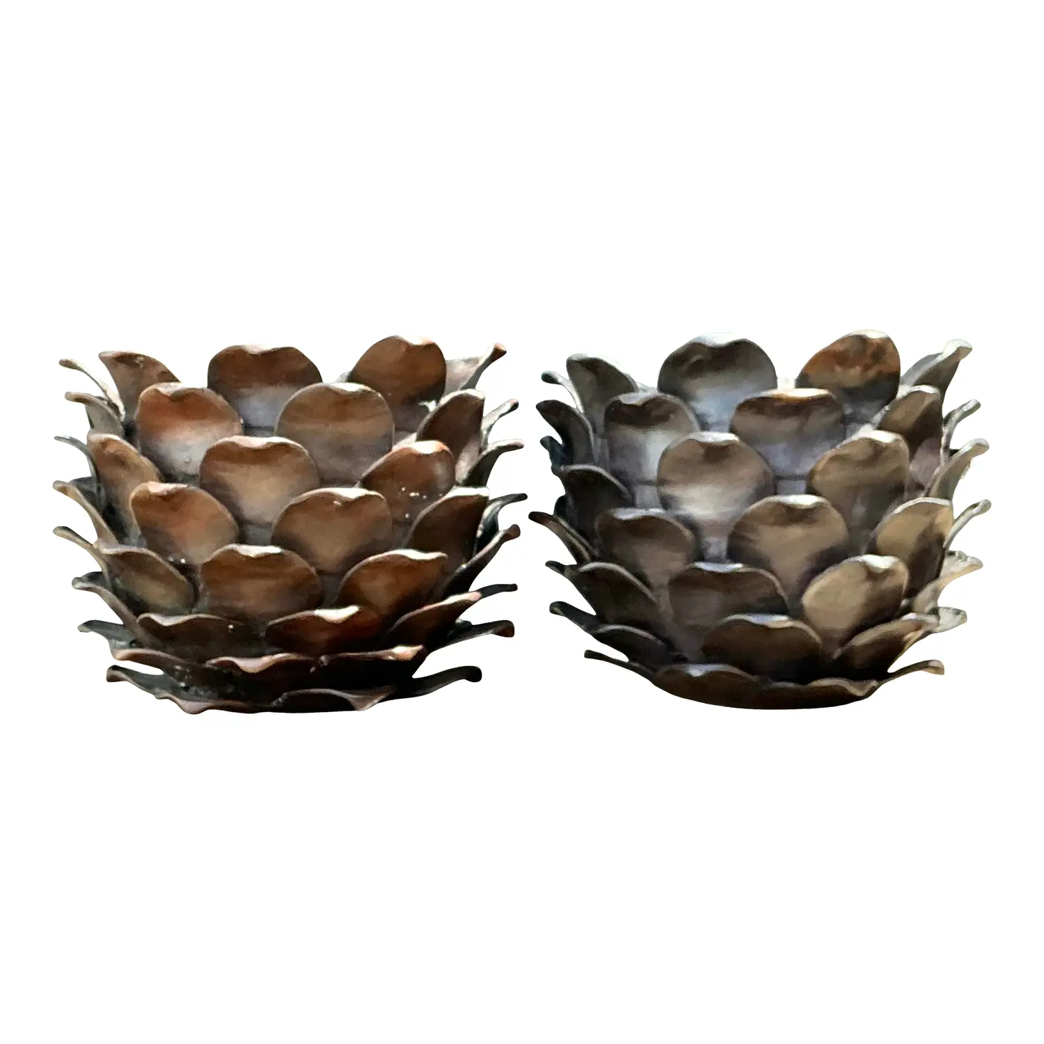 Vintage Alexander Lamont Patinated Bronze Bread Apples - A Pair