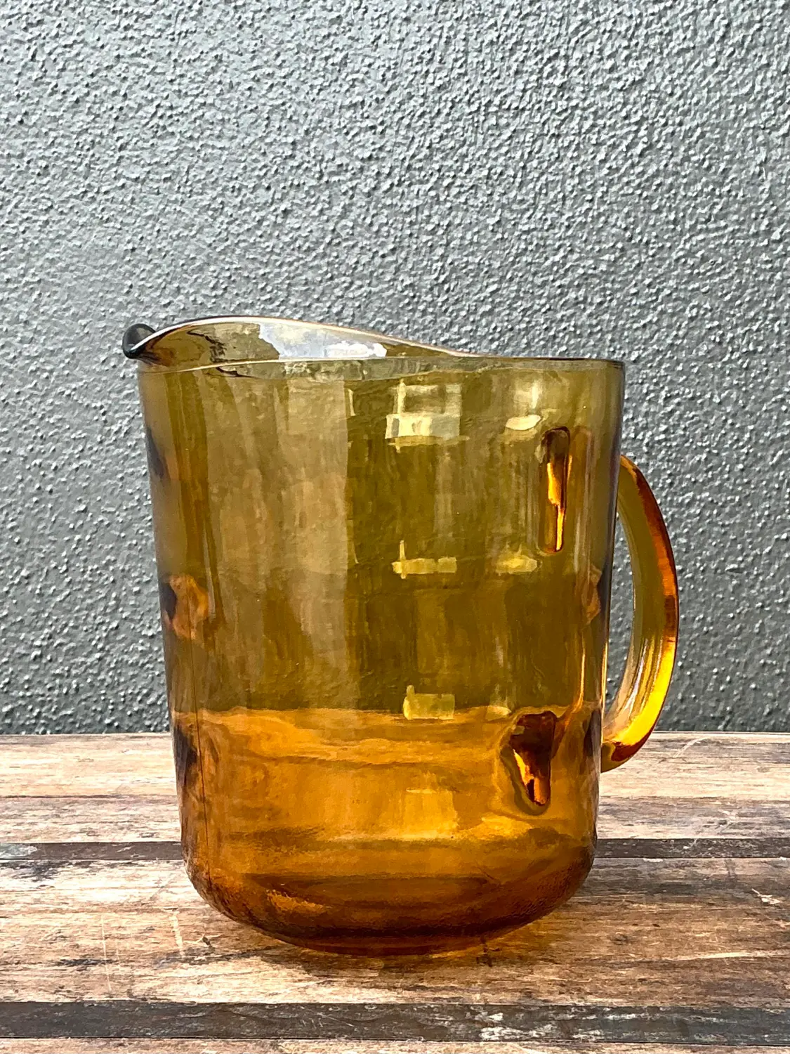 Vintage Amber Glass Pitcher - Side view