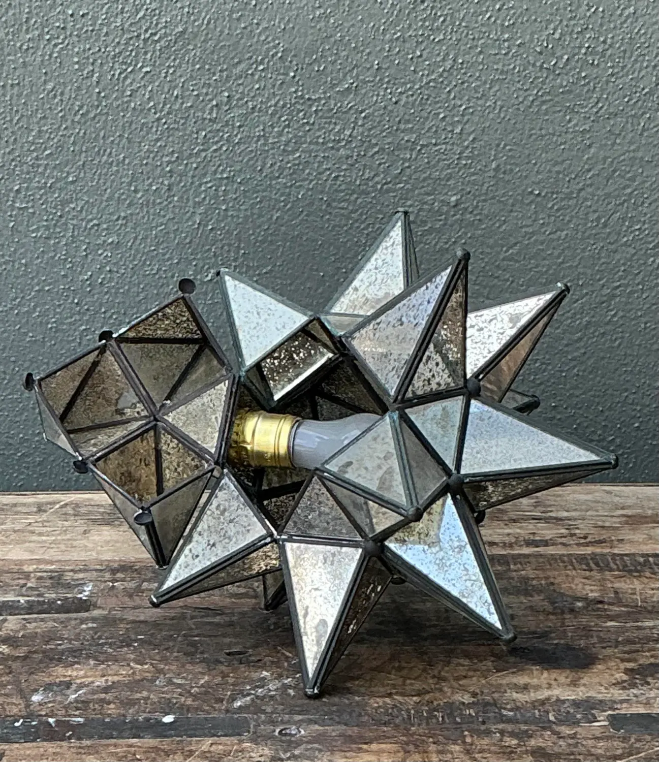 Vintage Antiqued Mirror Star Lamp - Back view