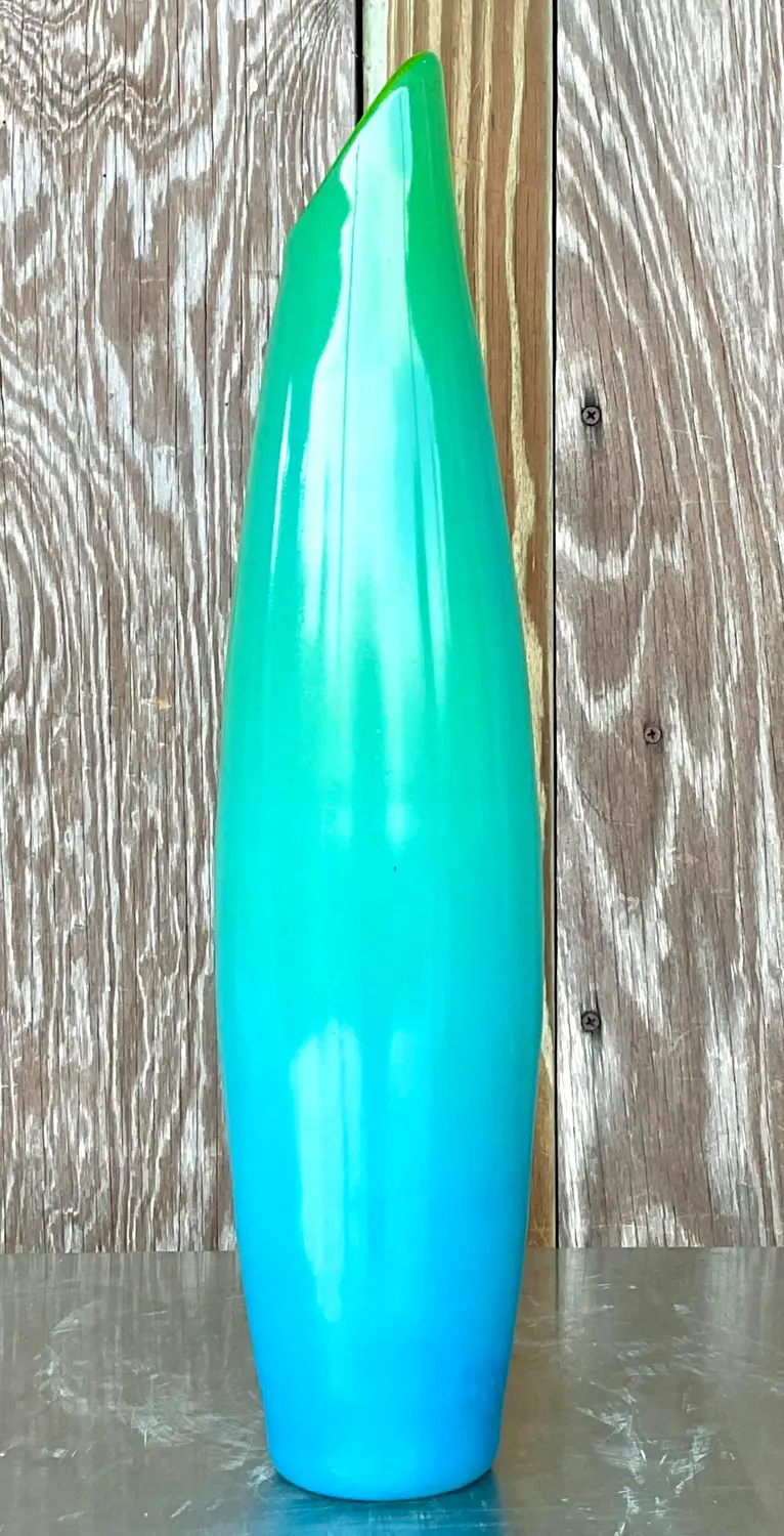 Vintage Art Glass Vase Signed Jacqueline Terpins - Top view