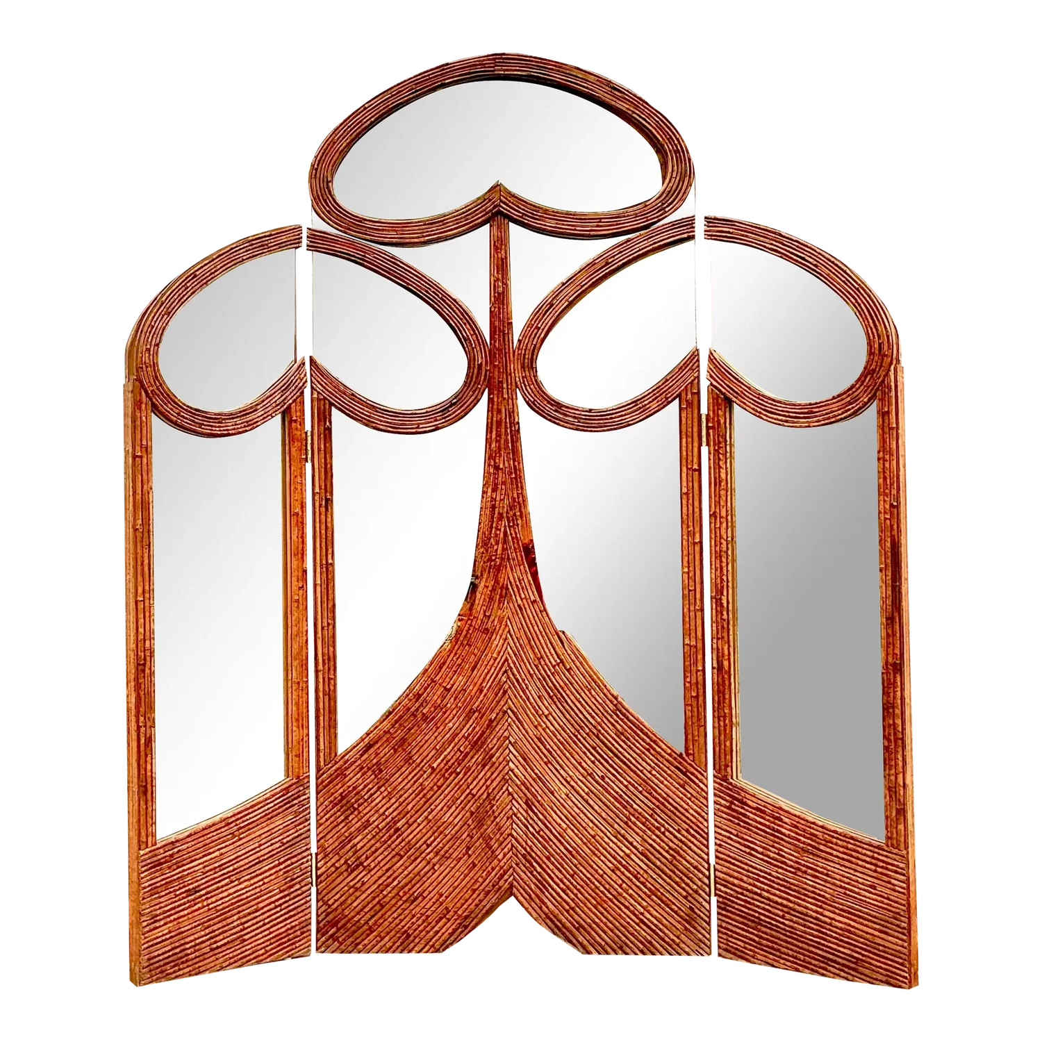 Vintage Art Nouveau Monumental Reed Folding Screen
