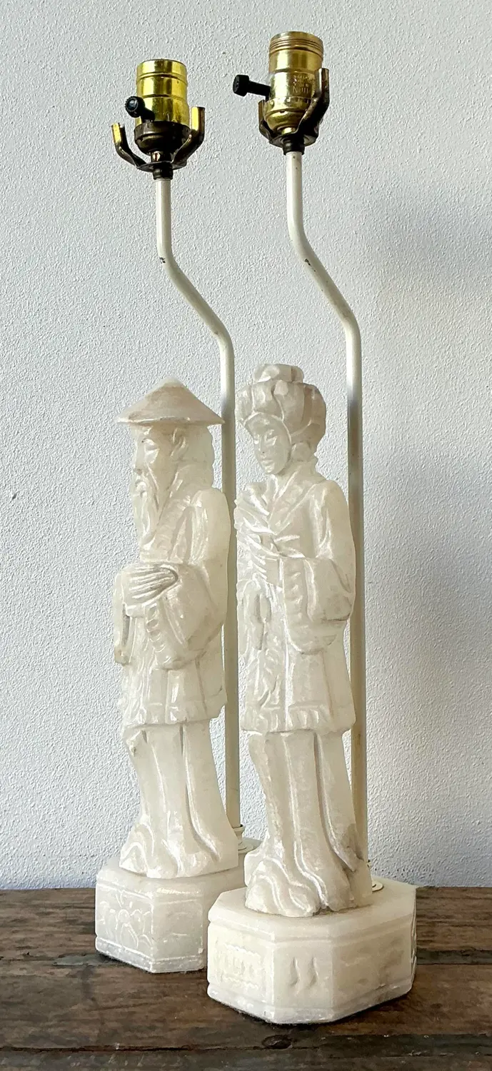 Vintage Asian Carved Stone Couple - Top view