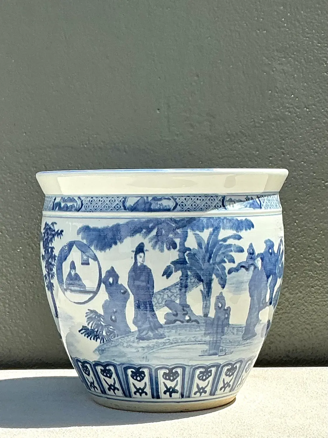 Vintage Asian Chinoiserie Figural Planter - Top view