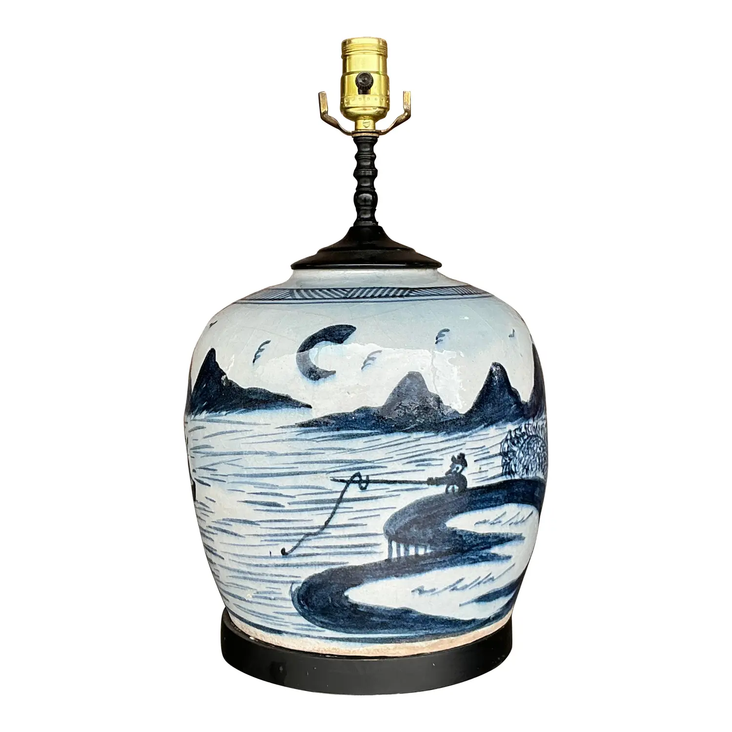 Vintage Asian Crackle Finish Lamp