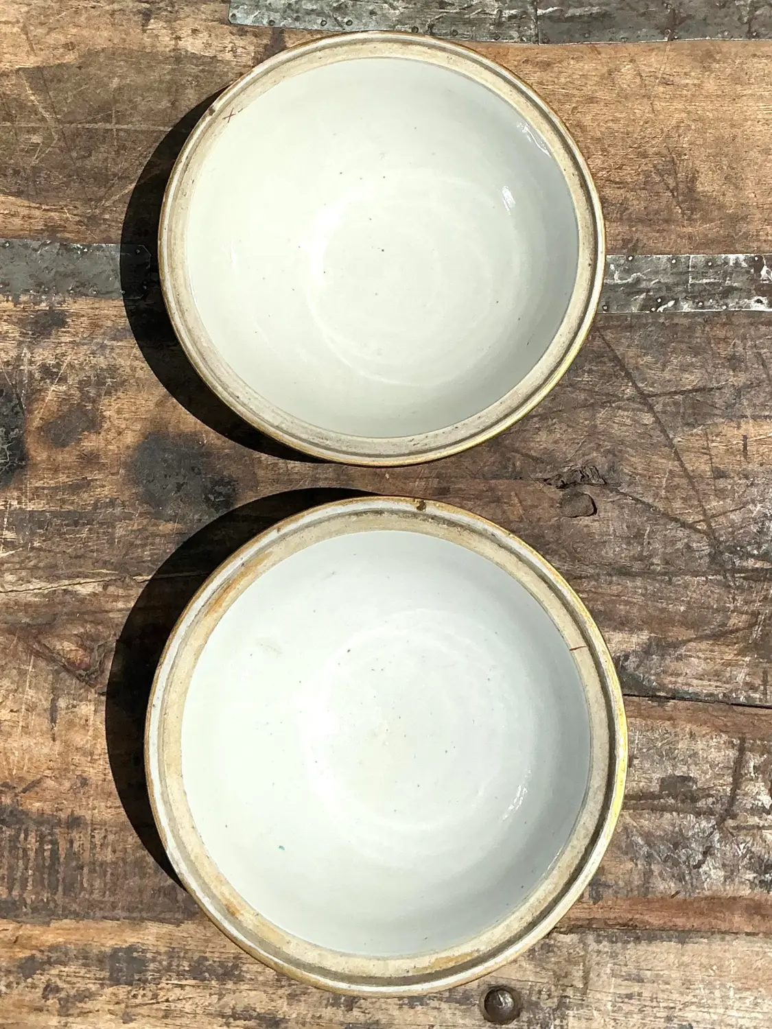 Vintage Asian Glazed Ceramic Bowls - A Pair - Top view