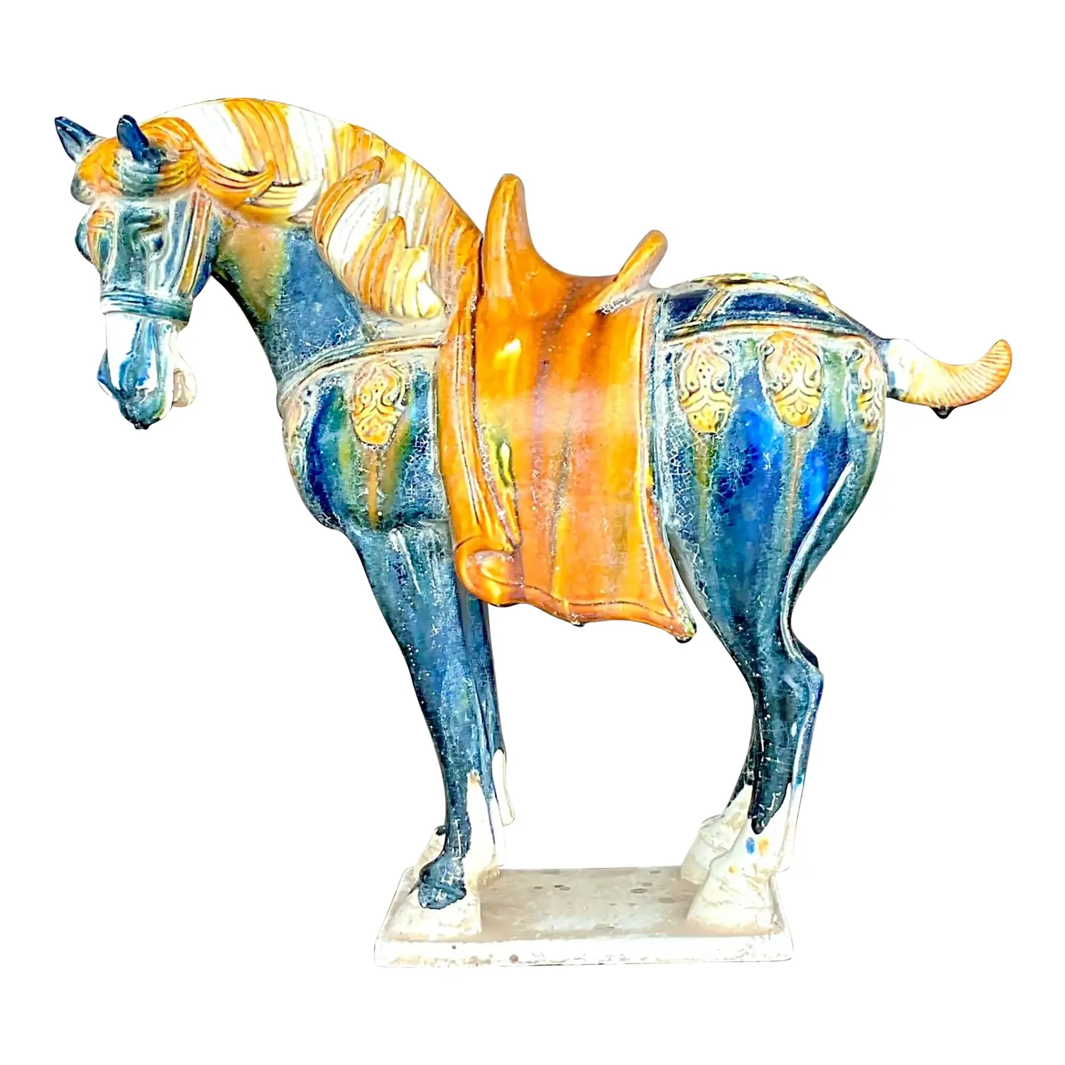 Vintage Asian Glazed Ceramic Tang Horse