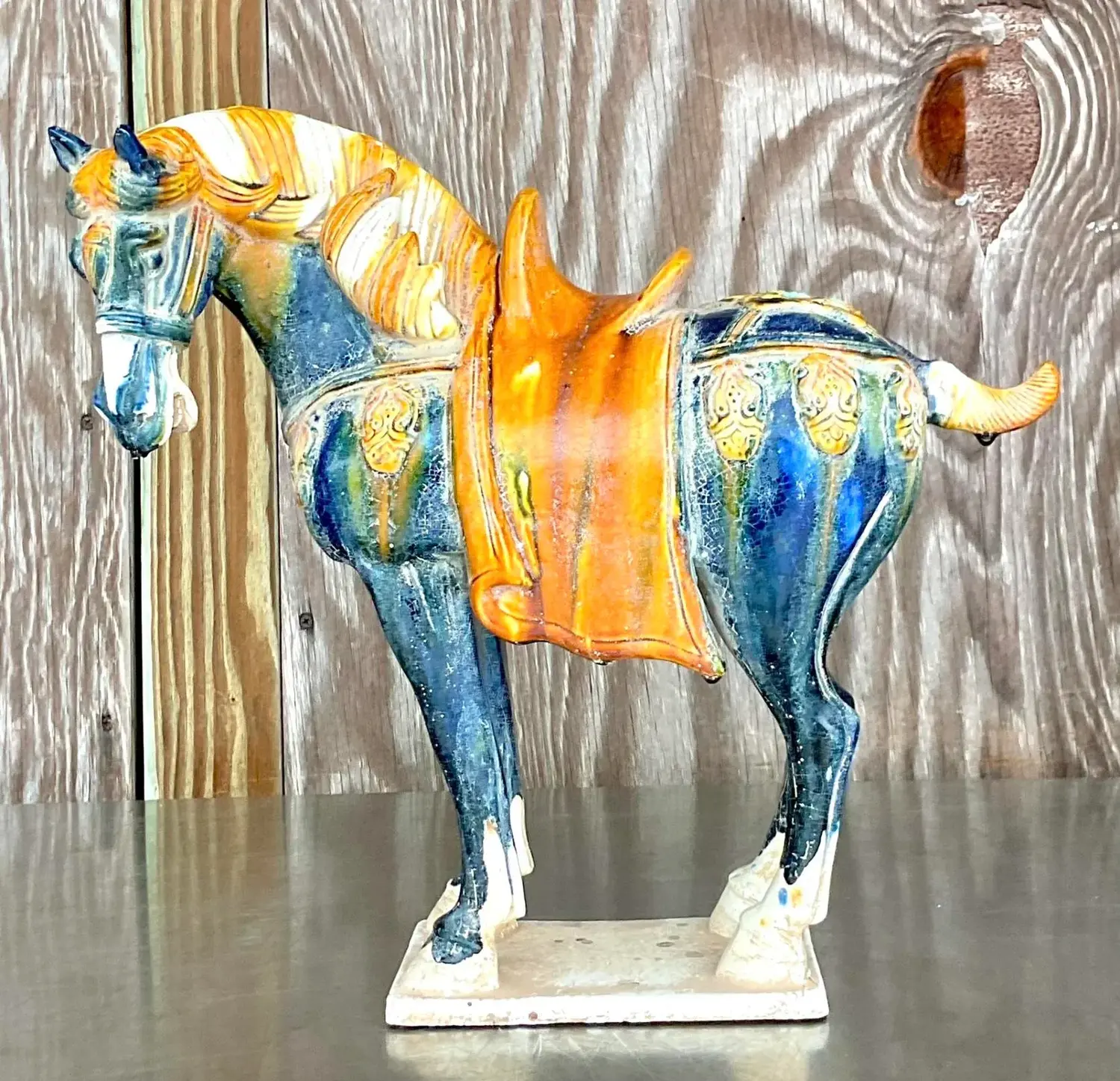 Vintage Asian Glazed Ceramic Tang Horse - Detail view