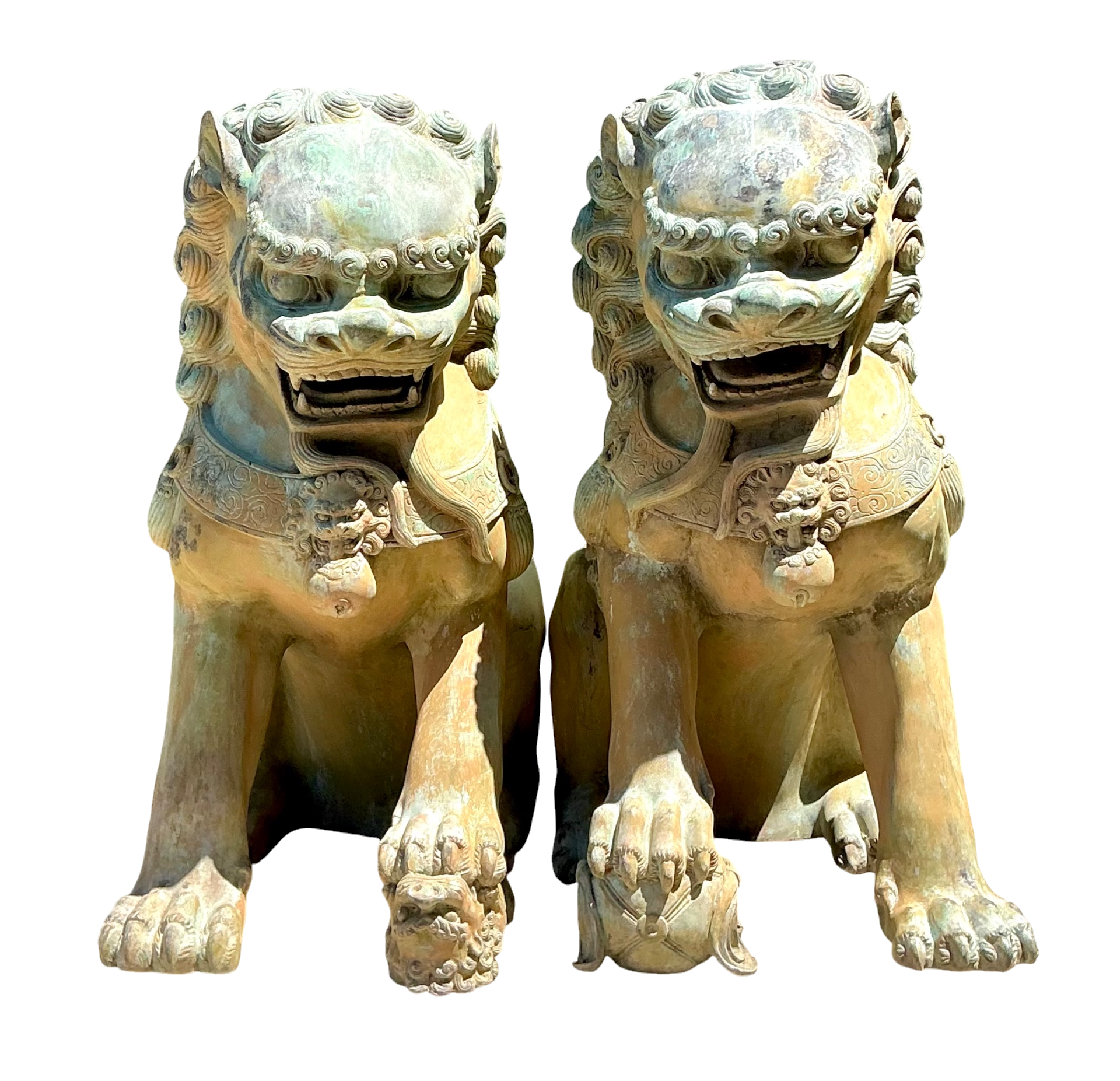 Vintage Asian Guardian Lion Statues