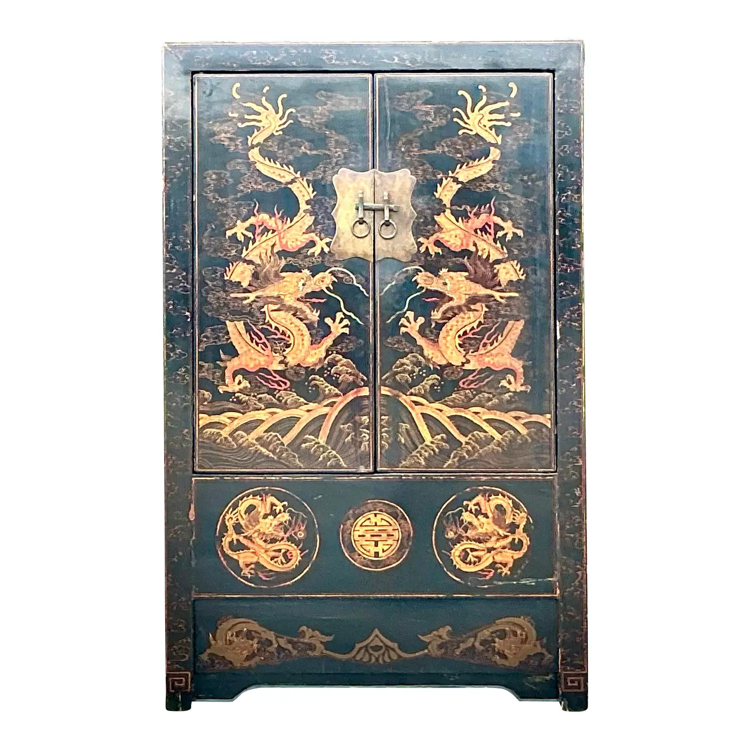 Vintage Asian Hand Painted Dragon Cabinet