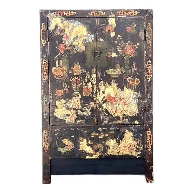 Vintage Asian Hand Painted Wedding Cabinet