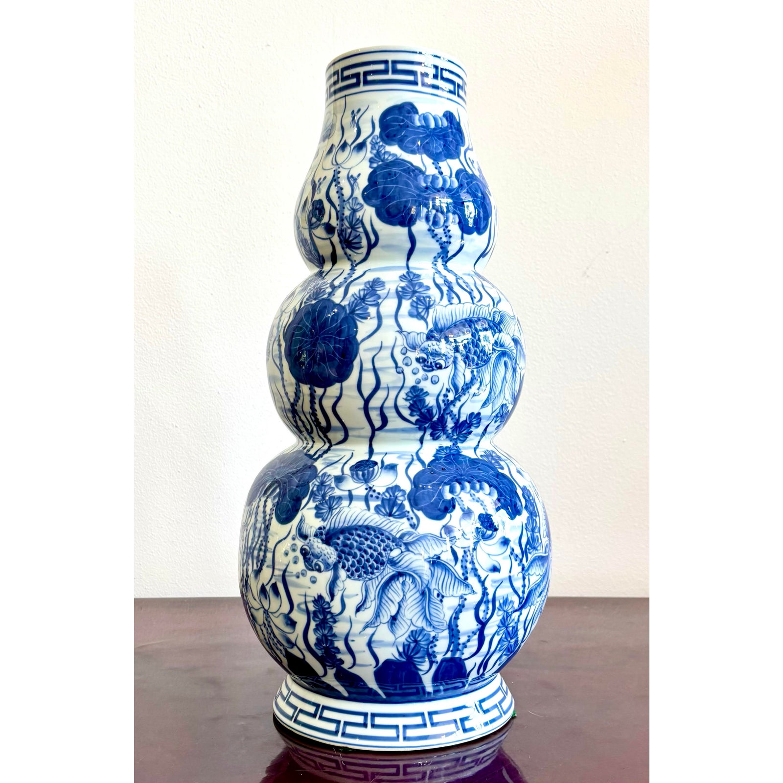 Vintage Asian Maitland-Smith Glazed Ceramic Vase - Back view