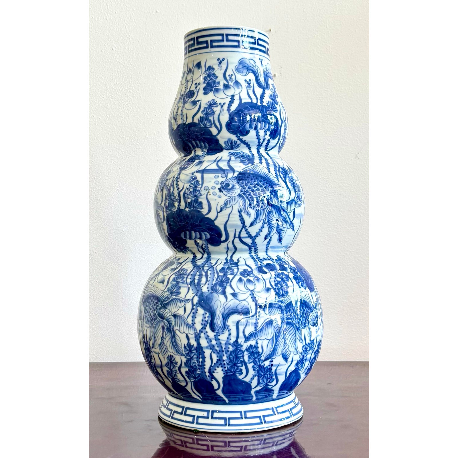 Vintage Asian Maitland-Smith Glazed Ceramic Vase - Side view
