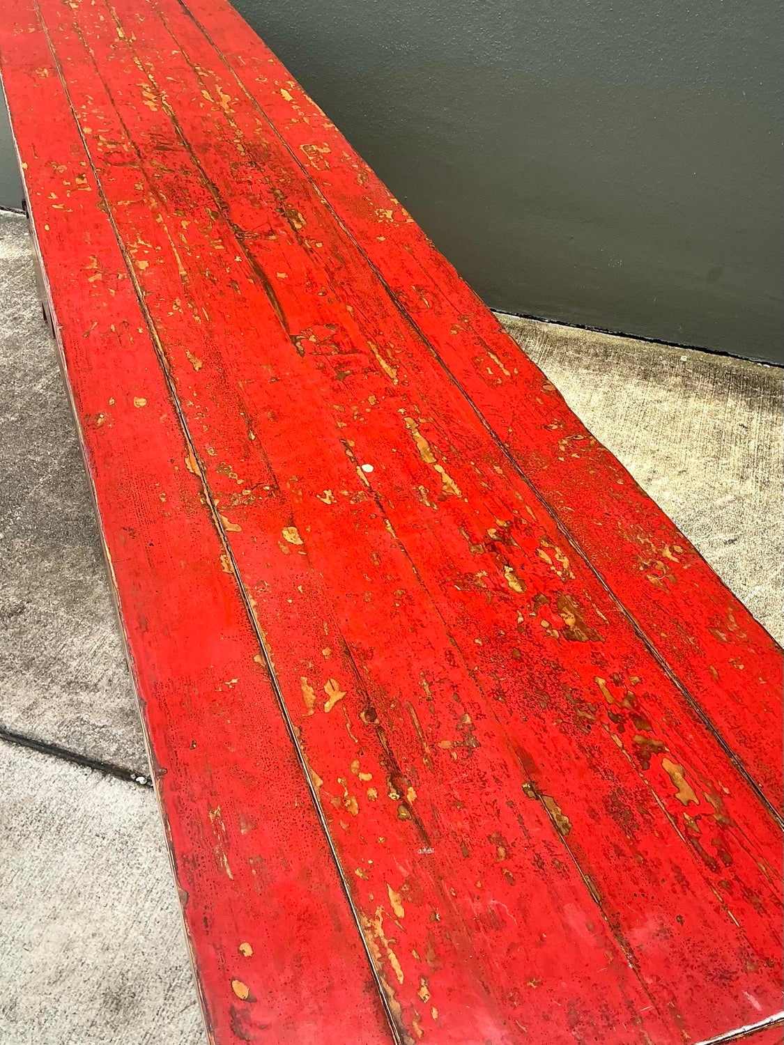 Vintage Asian Medallion Reclaimed Wood Long Credenza - Top view