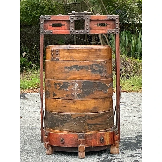 Vintage Asian Monumental Stacked Wedding Basket - Top view