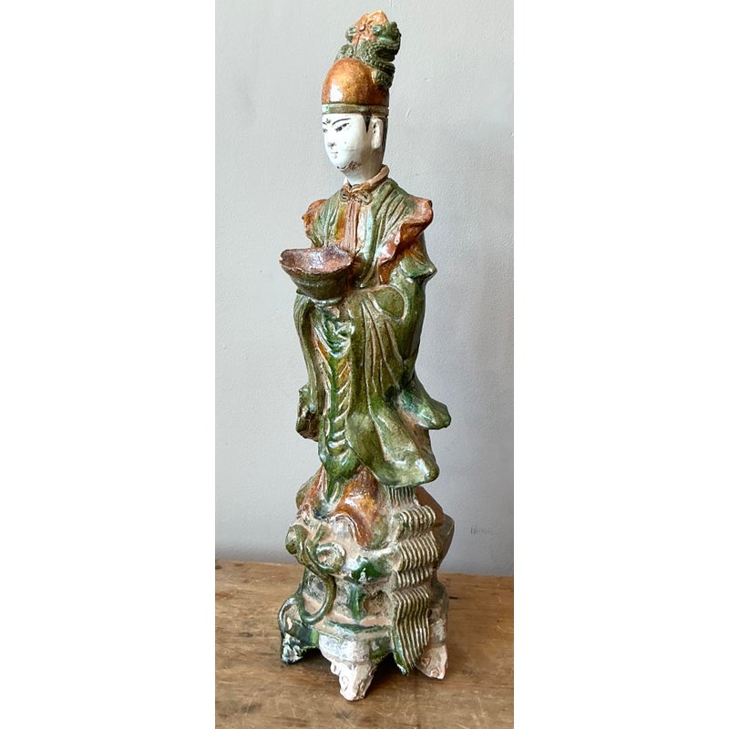 Vintage Asian Painted Ceramic Character - Top view
