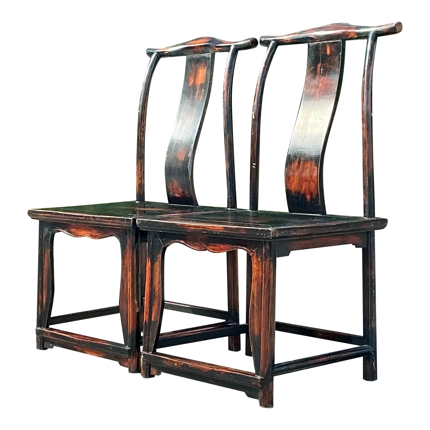 Vintage Asian Reclaimed Wood Emperor Chair - a Pair - Detail view