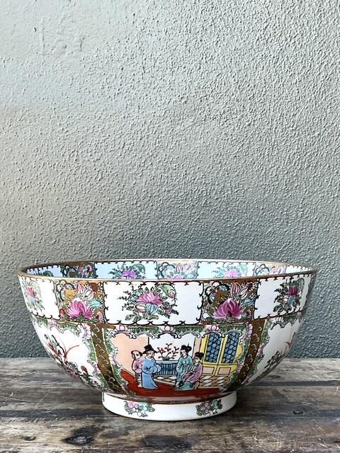 Vintage Asian Rose Famile Centerpiece Bowl - Back view
