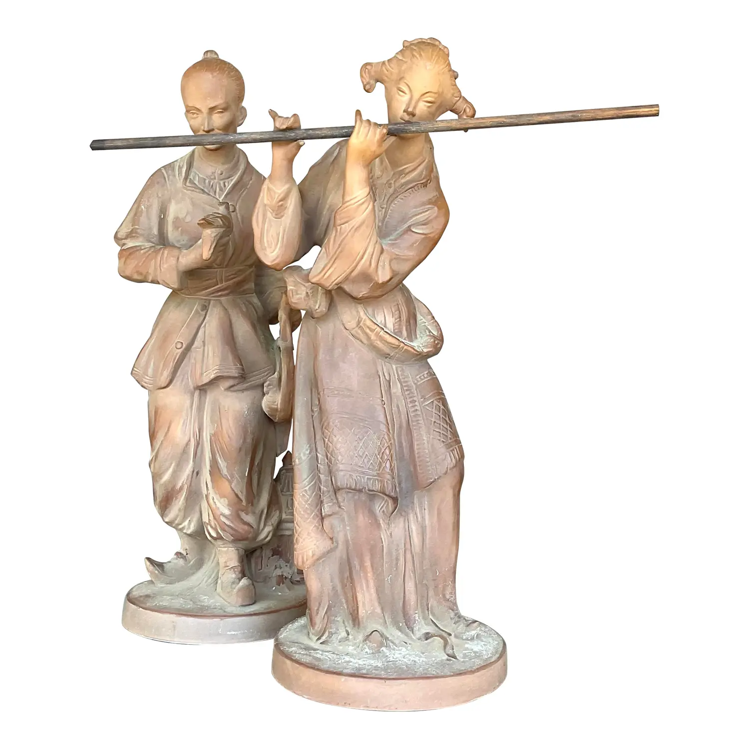 Vintage Asian Terra Cotta Couple - Set of 2