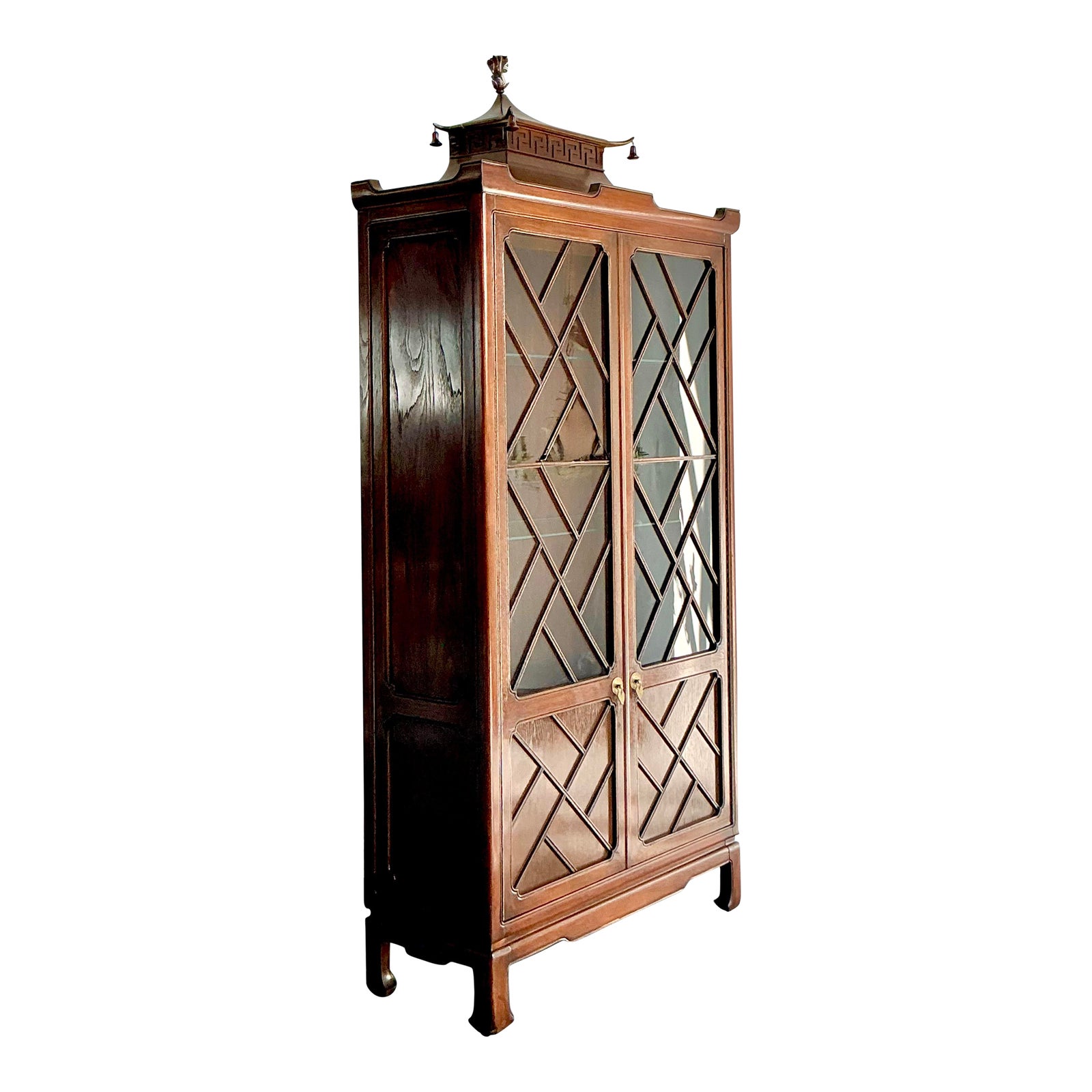 Vintage Asian Tomlinson Greek Key Pagoda Cabinet