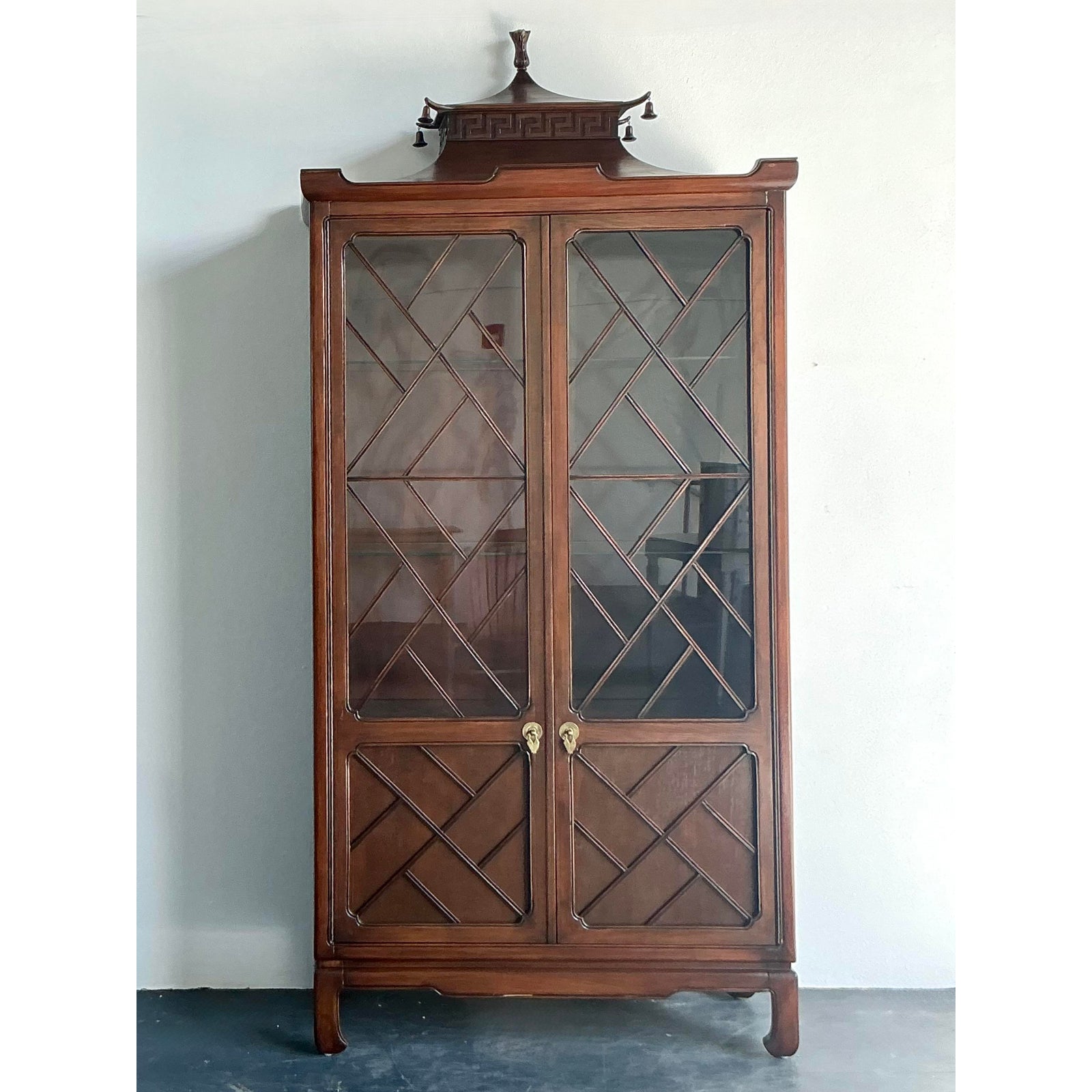 Vintage Asian Tomlinson Greek Key Pagoda Cabinet - Back view