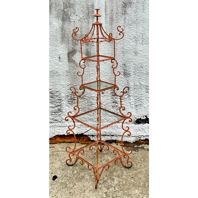 Vintage Asian Wrought Iron Pagoda Etagere - Back view