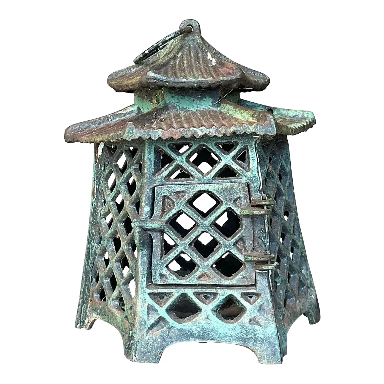 Vintage Asian Wrought Iron Pagoda Lantern