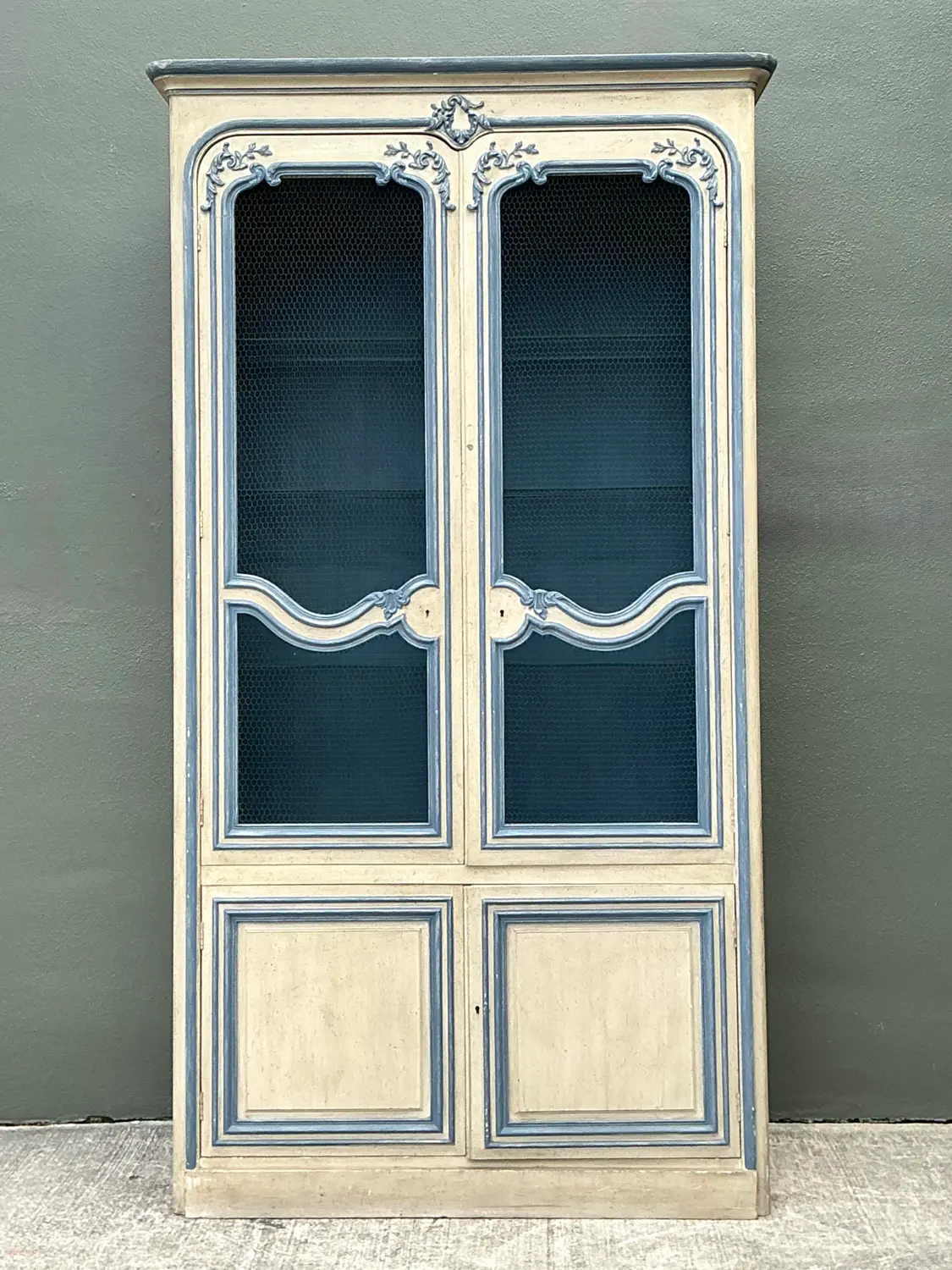 Vintage Baker French Provincial Wire Front Armoire - Back view