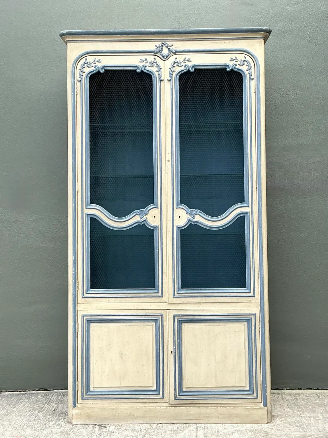 Vintage Baker French Provincial Wire Front Armoire - Side view