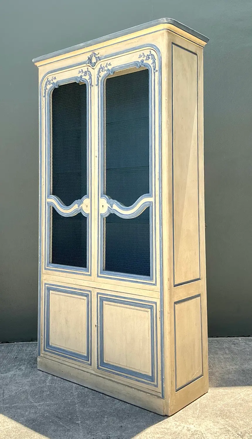Vintage Baker French Provincial Wire Front Armoire - Top view