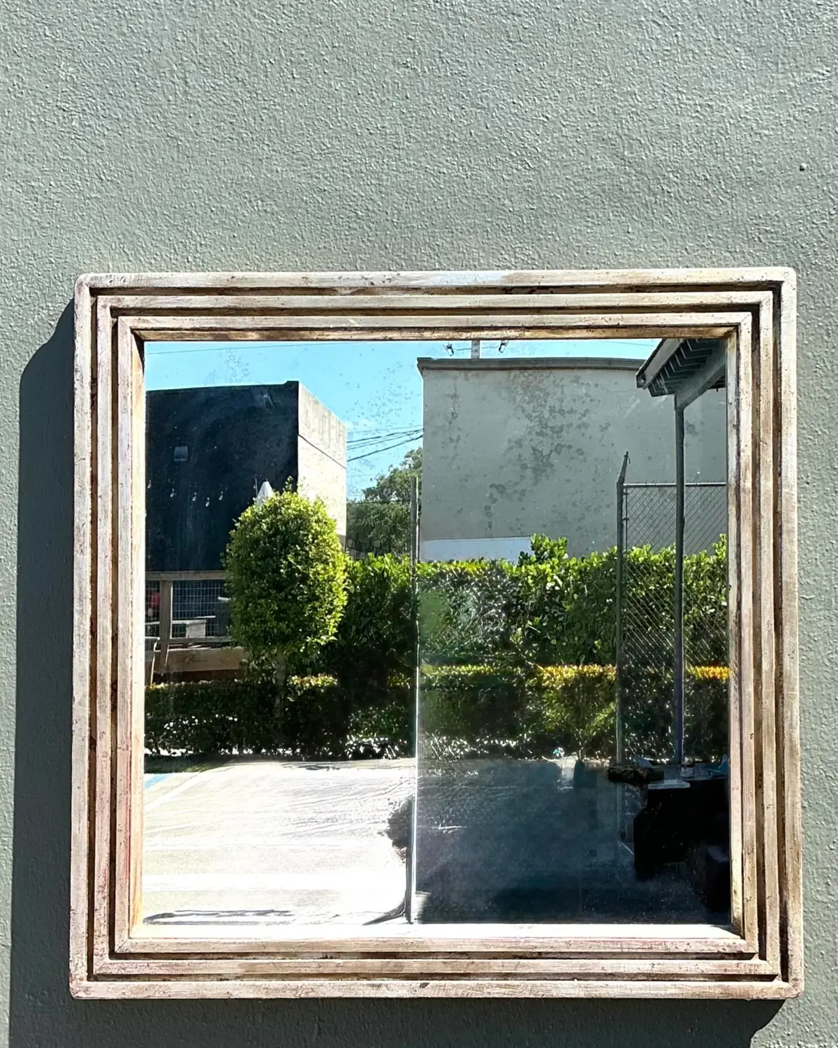Vintage Baker Milling Road Silver Leaf Mirror - Top view