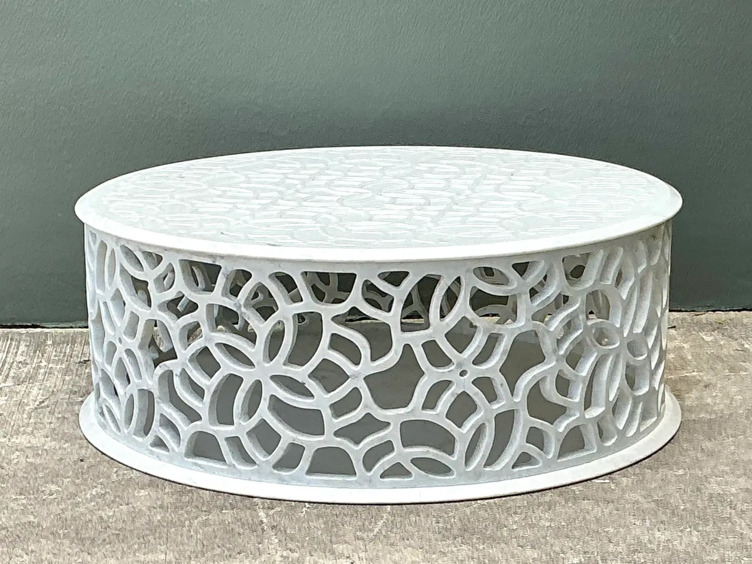 Vintage Baker Pierced Bangle Stone Coffee Table - Back view