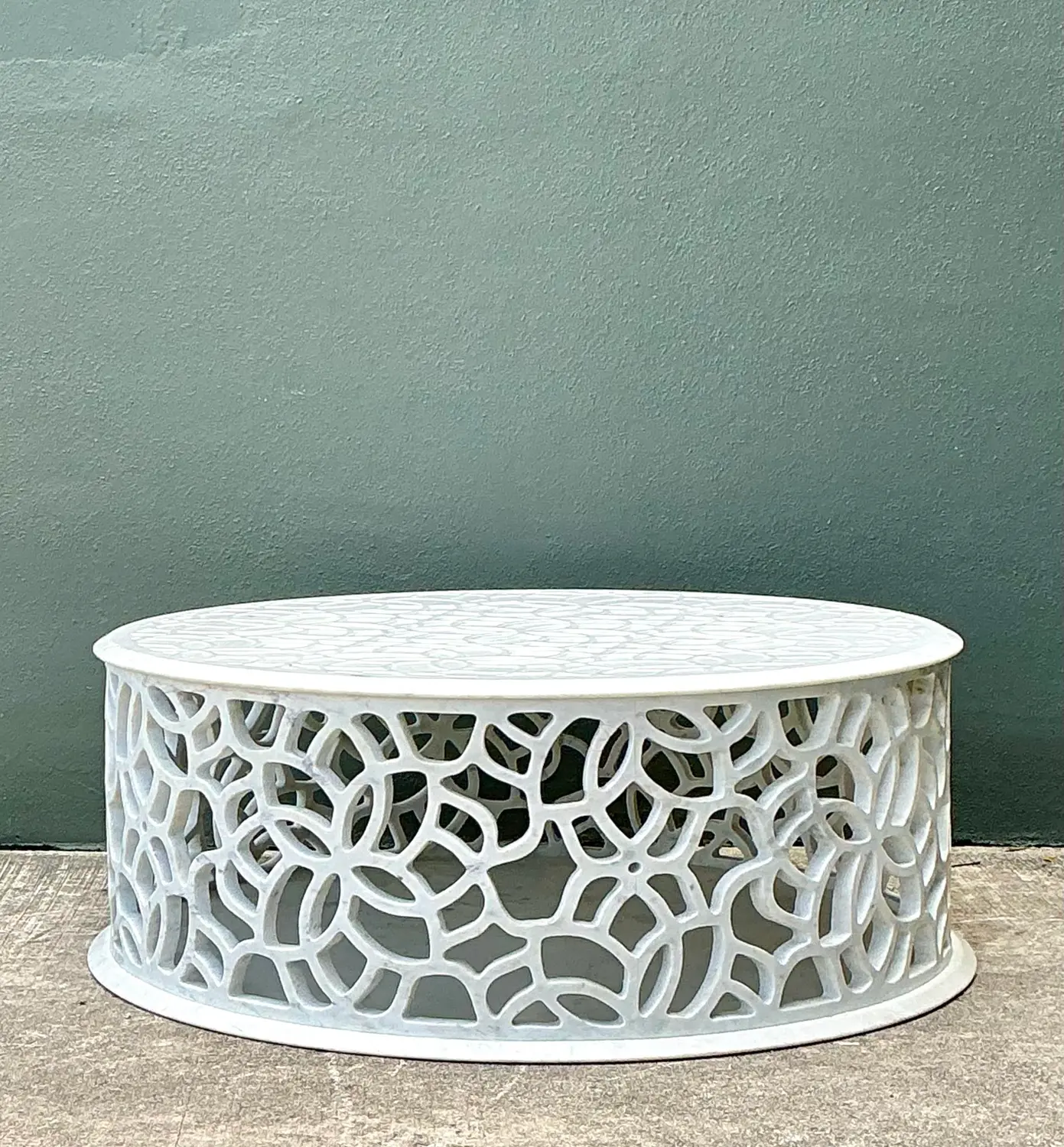 Vintage Baker Pierced Bangle Stone Coffee Table - Side view