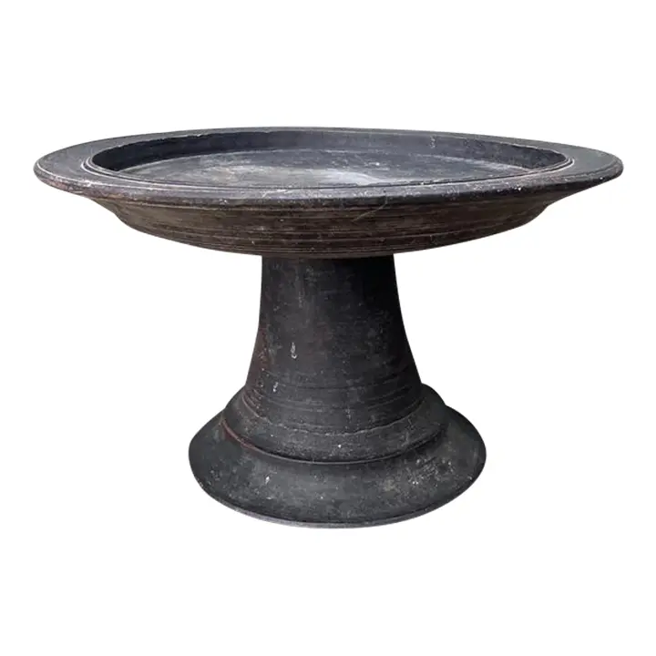 Vintage Balinese Turned Wood Pedestal Bowl