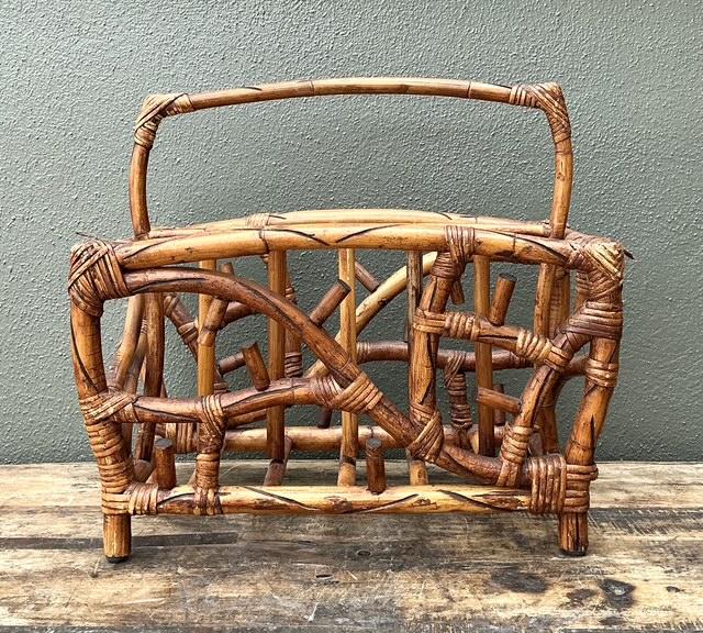 Vintage Bamboo Newspaper Rack - Top view
