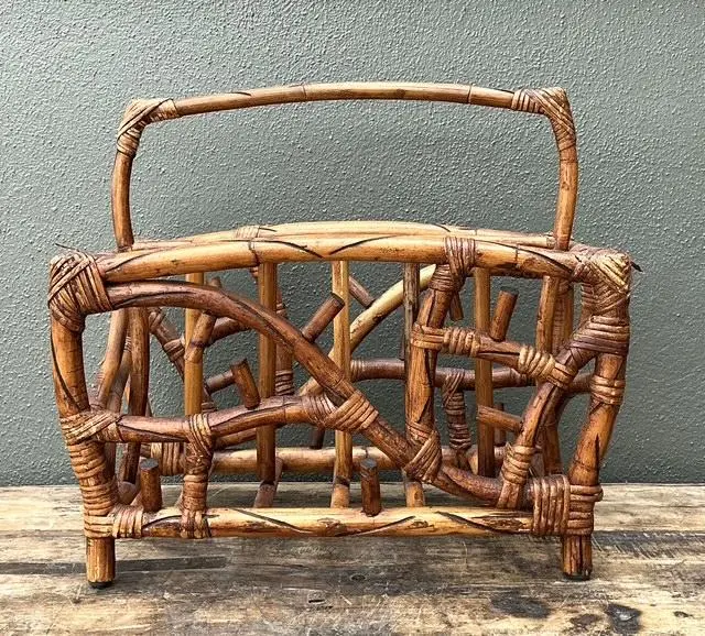 Vintage Bamboo Newspaper Rack - Back view