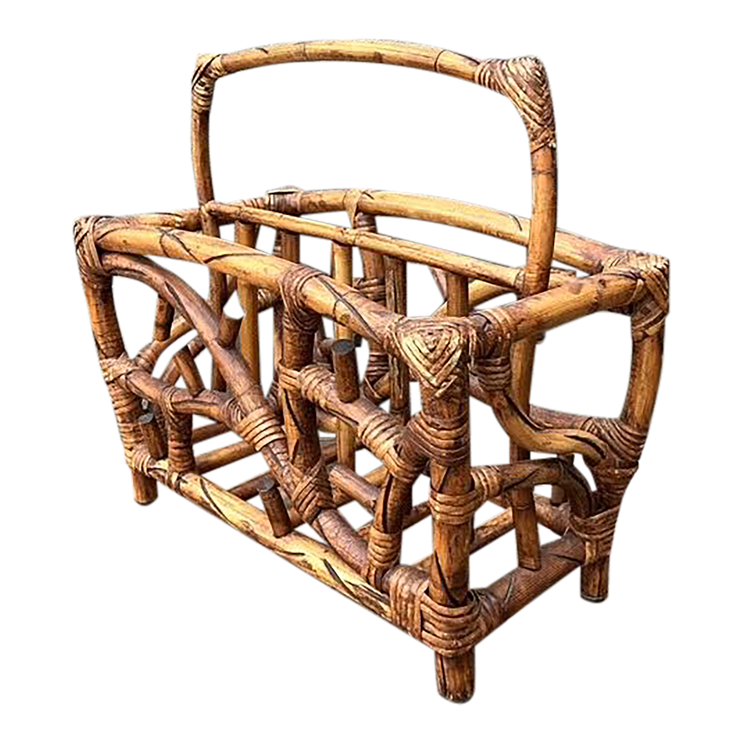 Vintage Bamboo Newspaper Rack - Side view