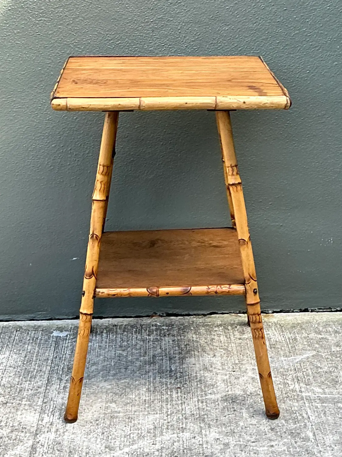Vintage Bamboo Side Table - Side view
