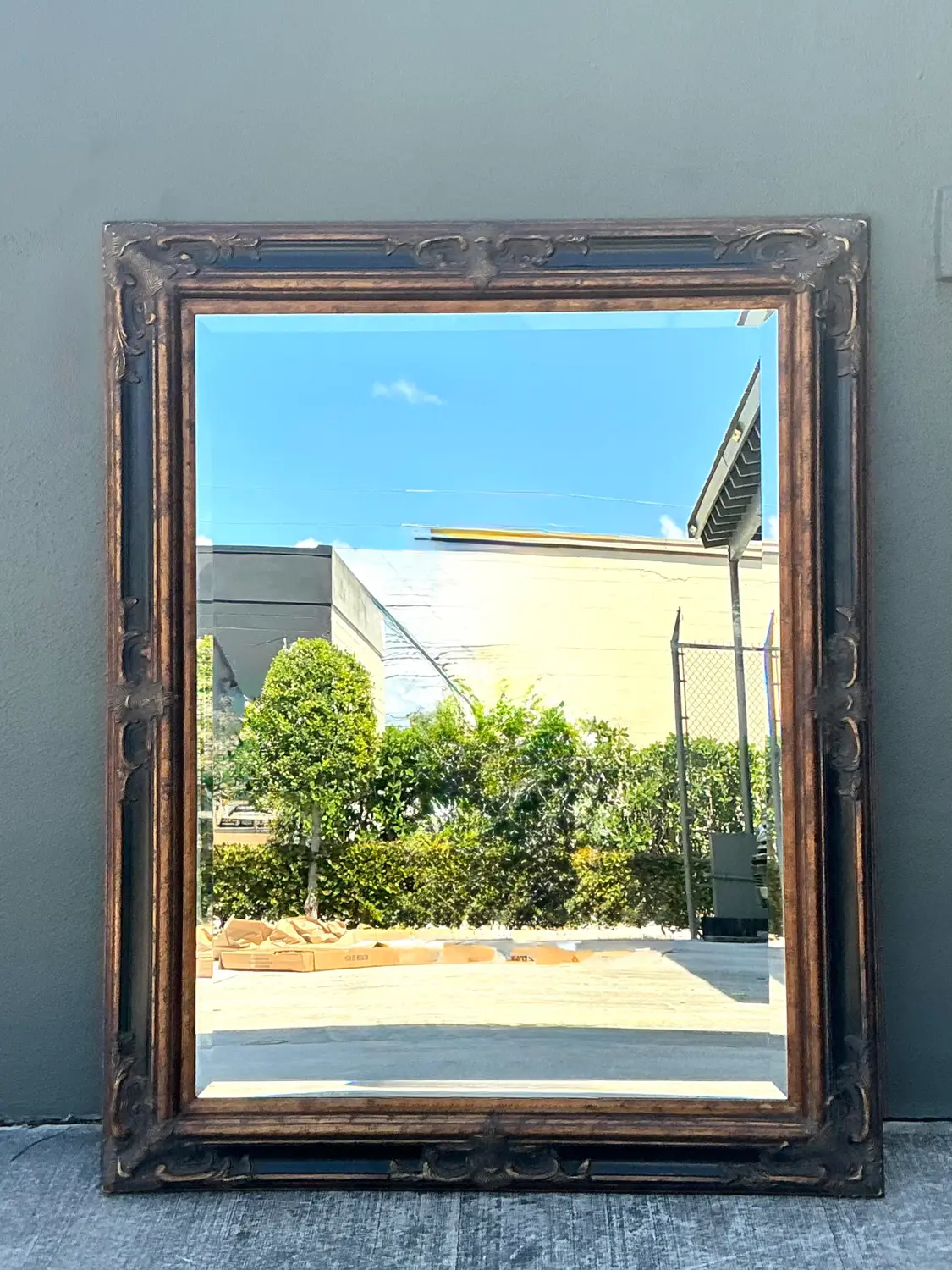 Vintage Basset Gilt Tipped Mirror - Back view
