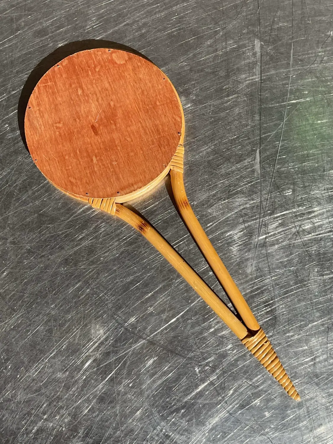 Vintage Bent Bamboo Hand Mirror - Top view