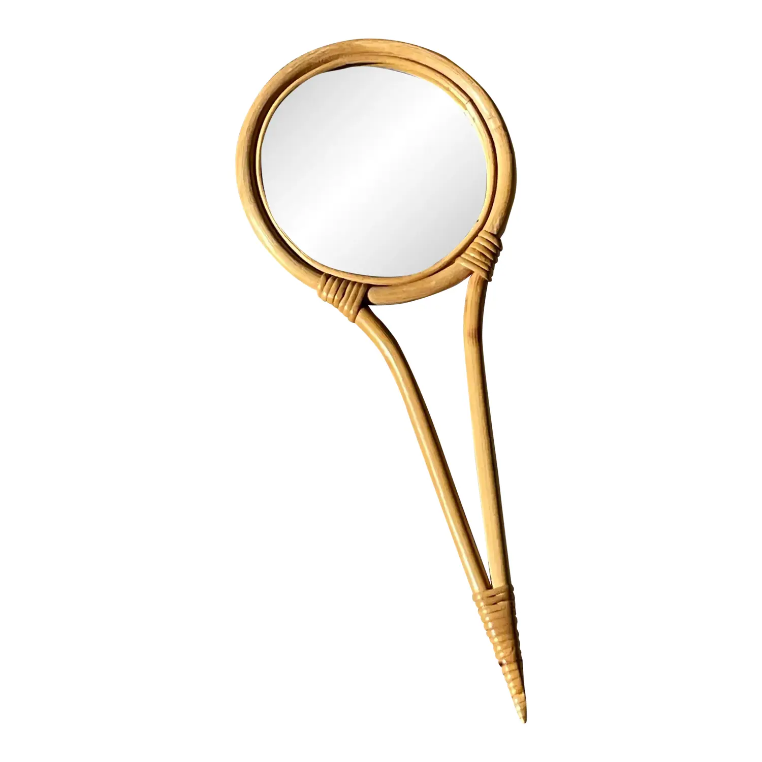 Vintage Bent Bamboo Hand Mirror
