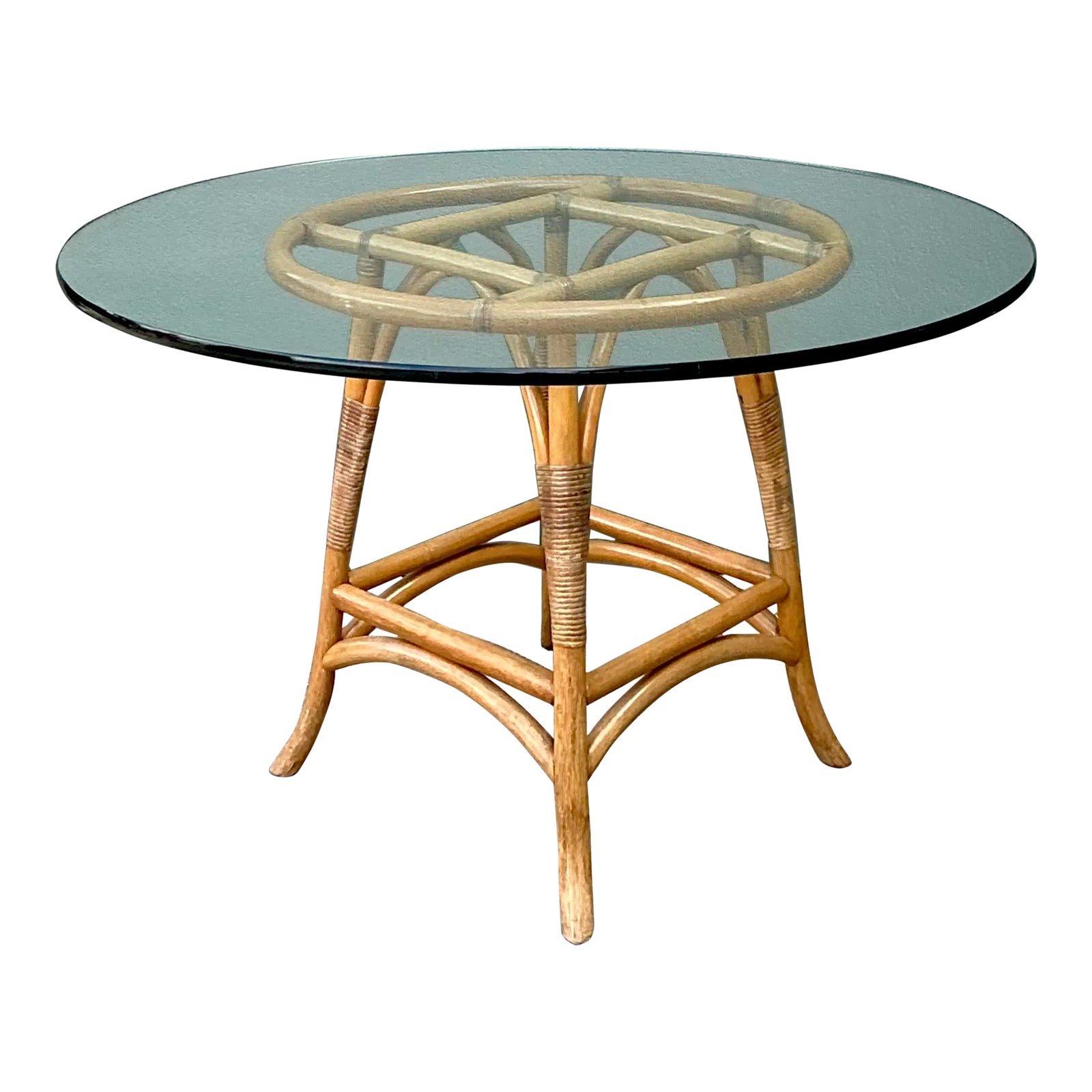 Vintage Bent Rattan Dining Table