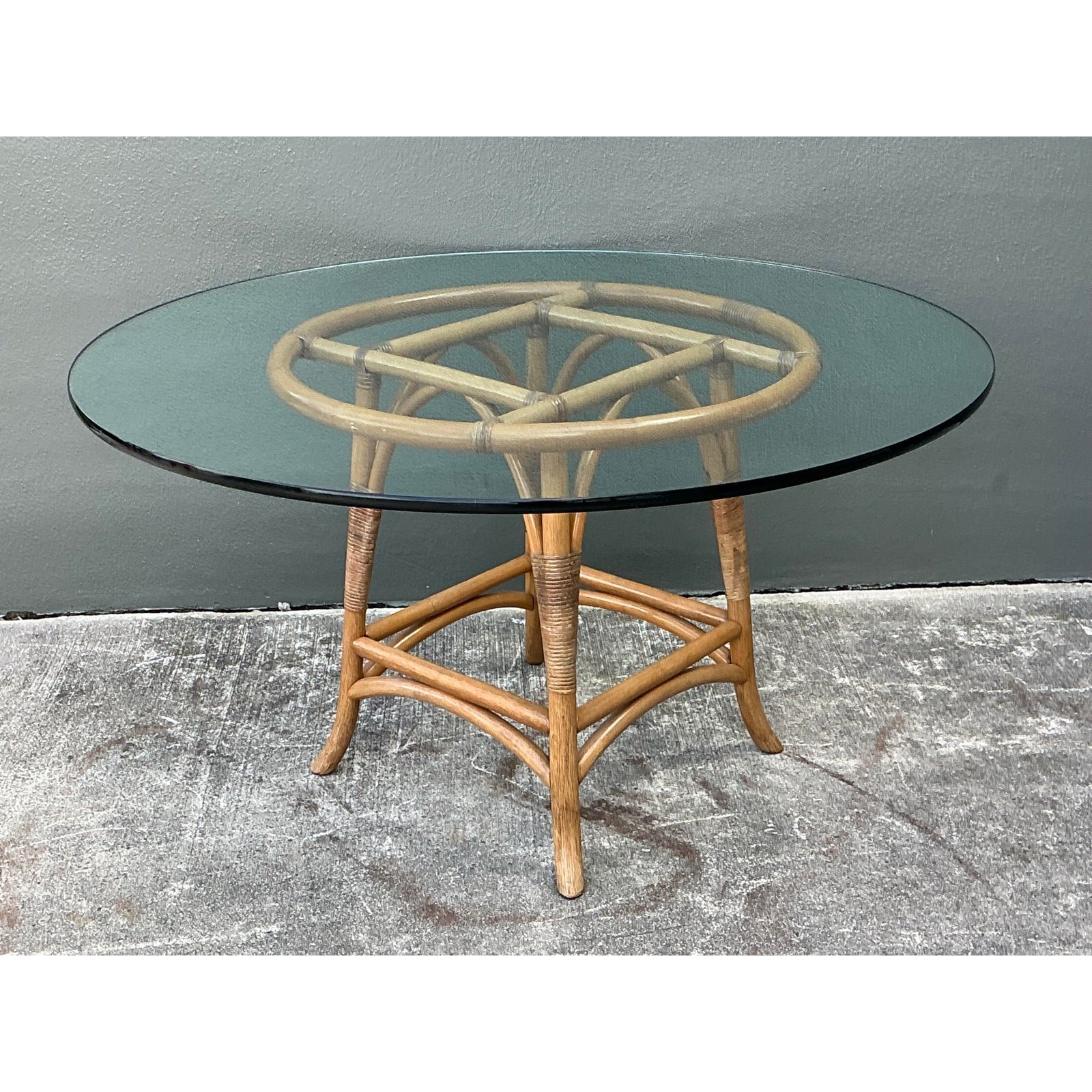 Vintage Bent Rattan Dining Table - Back view