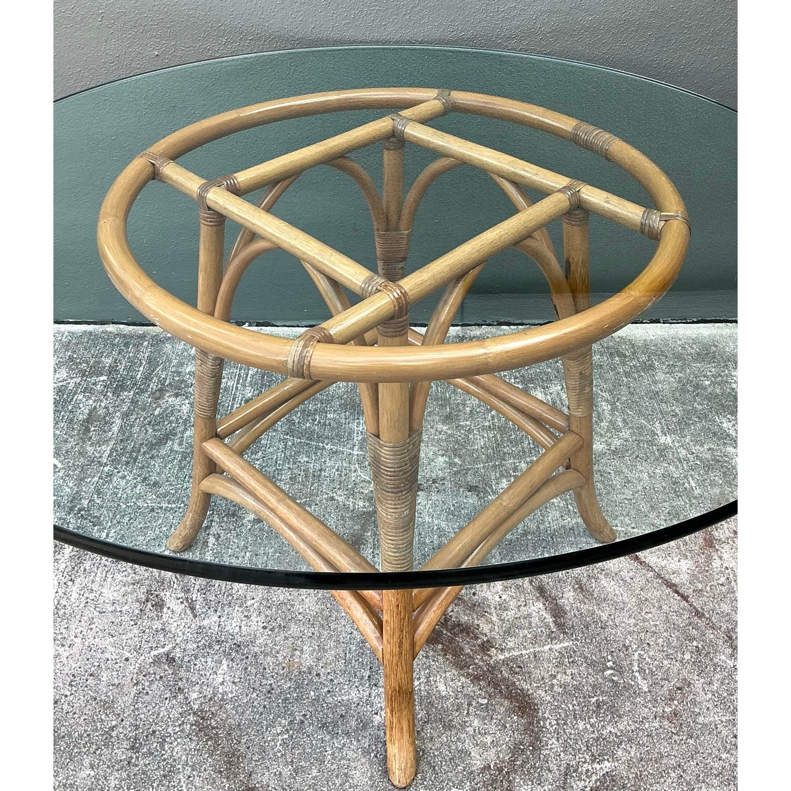Vintage Bent Rattan Dining Table - Top view