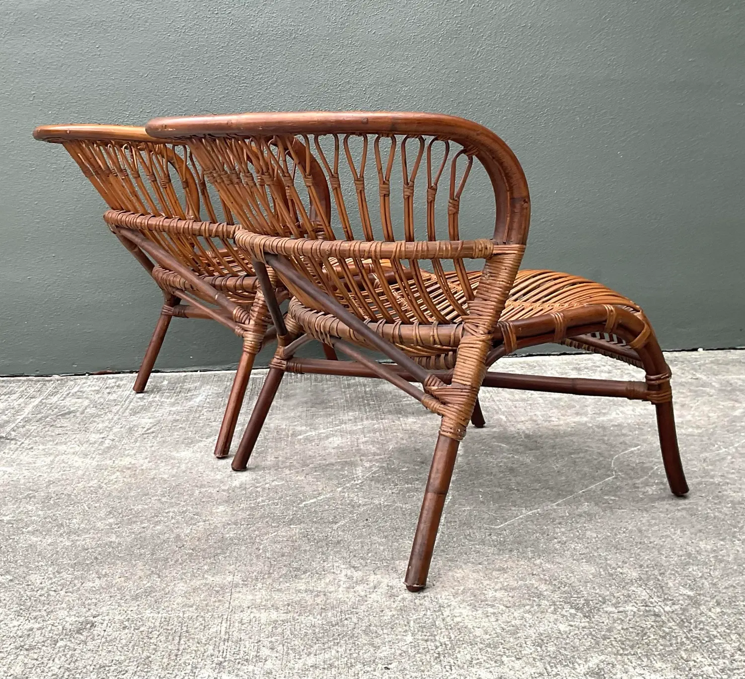 Vintage Bent Rattan Lounge Chairs - A Pair - Side view