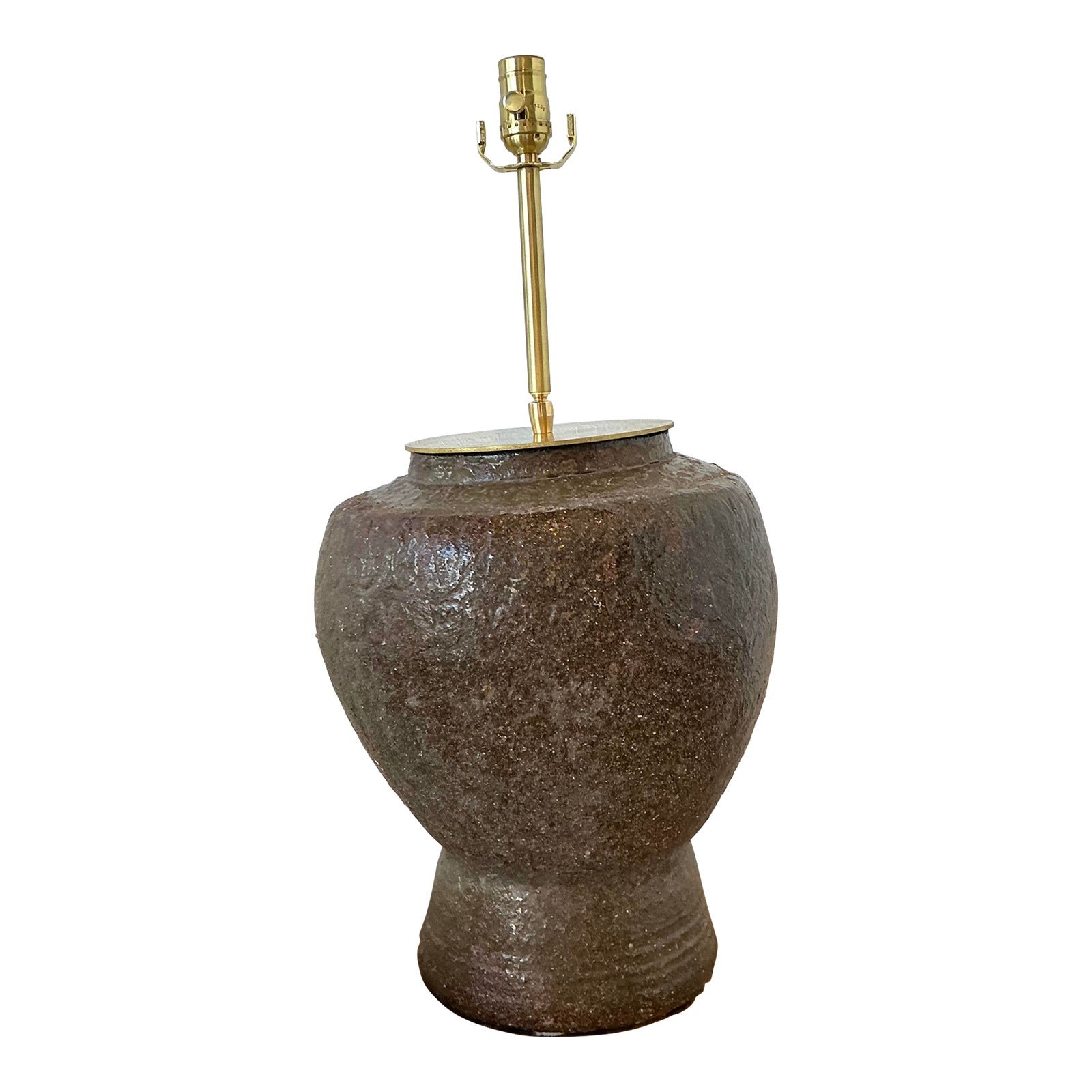 Vintage Biomorphic Glazed Terracotta Lamp