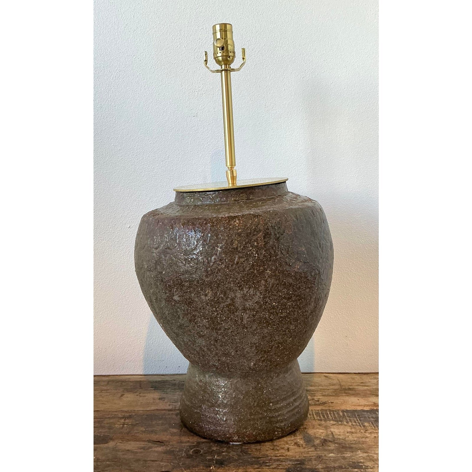 Vintage Biomorphic Glazed Terracotta Lamp - Back view