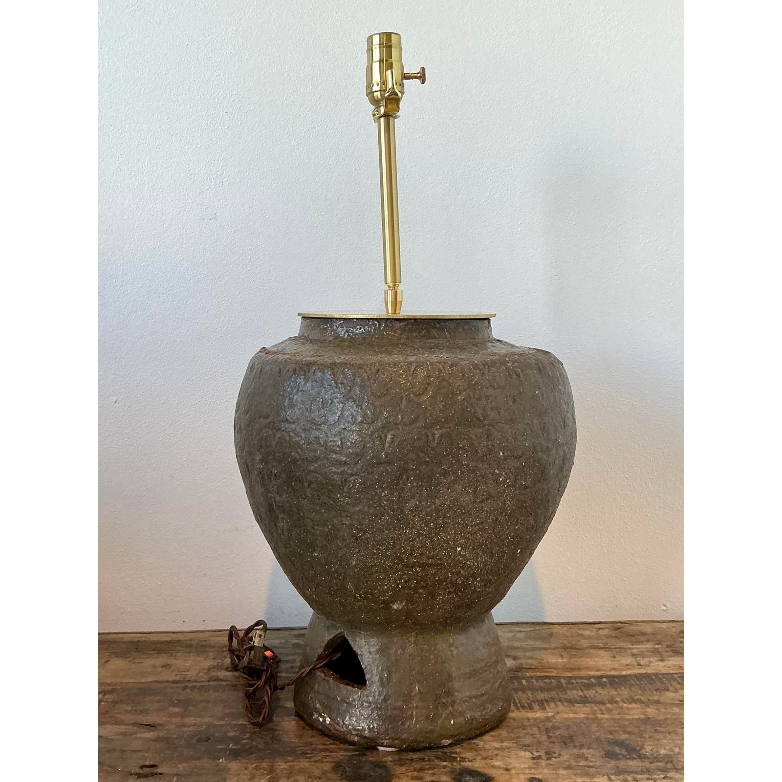 Vintage Biomorphic Glazed Terracotta Lamp - Back view